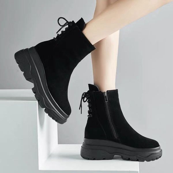 

women wedges demonia snow boots goth black platform korean shoes chunky punk 2021 autumn winter ankle boots casual new