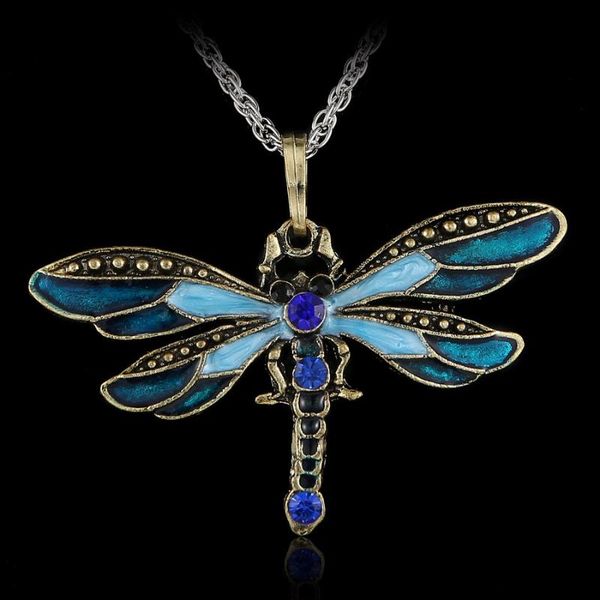 

rinhoo long jewelry sweater necklace for women gold animal dragonfly pendant necklaces silver plated link chains