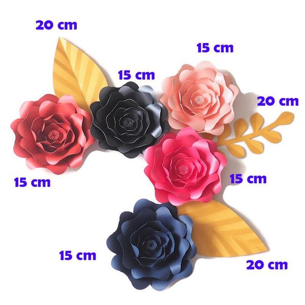 

decorative flowers & wreaths diy artificial fleurs artificielles backdrop giant paper 5pcs leave 3pcs wedding party decor black