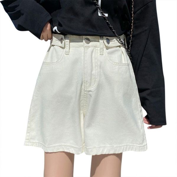 

women's shorts women denim classic high waist wide leg female casual summer ladies jeans aic88, White;black