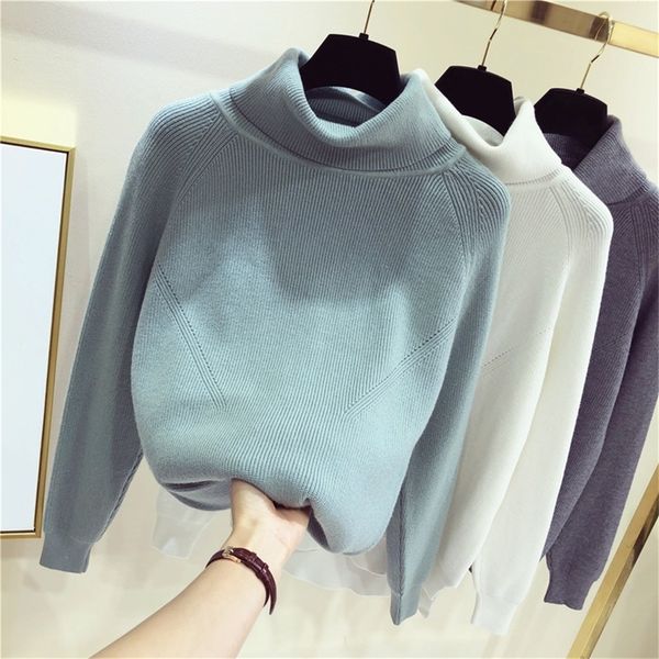 

gigogou thick turtlneck cowl neck women sweater streetwear knitted pullovers autumn winter clothes christmas sweater pull y200722, White;black