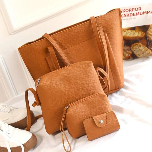 

women shoulder bags 4 sets pu leather large capacity ladies causal totes handbags female elegant messenger bag girls daily totes