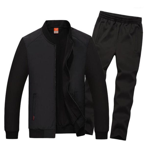 

men sets 2019 new fashion autumn spring sporting track suits casual tracksuit jacket +pants plus size 6xl 7xl 8xl male clothes1, Gray