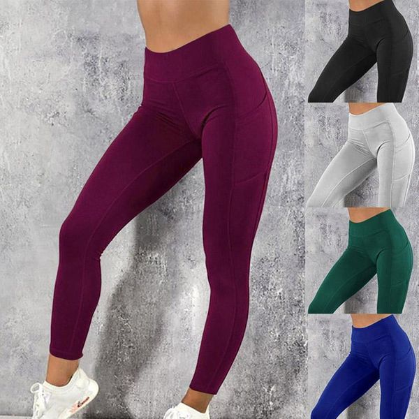 

yoga pants with pockets women sport leggings jogging workout running leggings stretch high elastic gym tights womens legging yoga leggings, Black;white
