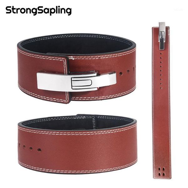 

waist support bodybuilding weight lifting belt lever buckle leather men lumbar protection gym fitness training squats powerlifting back belt, Black;gray