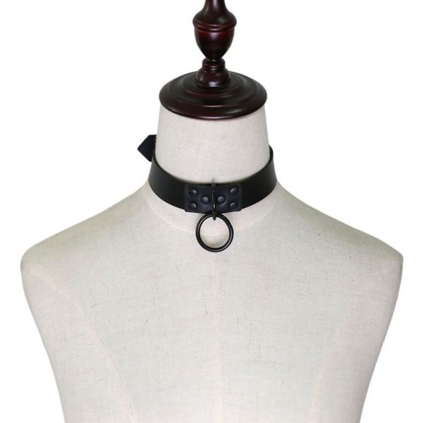 

kmvexo black o-round pendant leather choker necklace women 2019 harajuku fashion turkish jewelry punk rivet gothic qyljsr, White