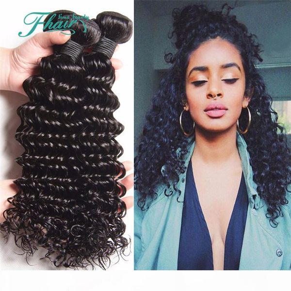 

high products 3bundles mongolian hair weave human hair extension 10~30 inches deep curly hair available dhl, Black