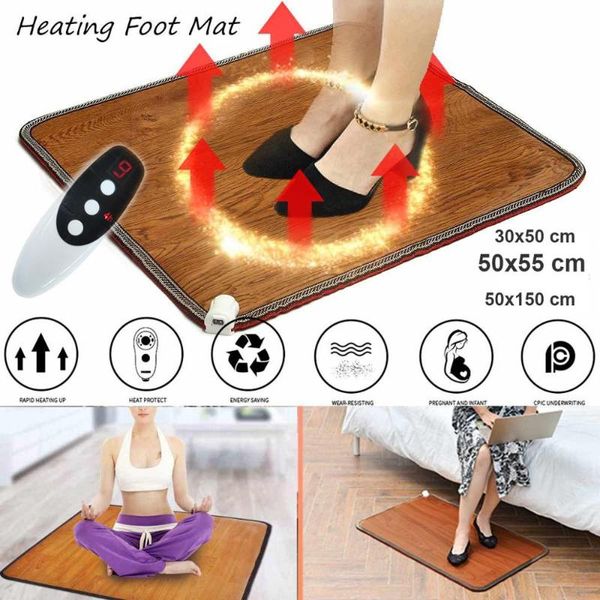 

smart electric heaters 220v heating foot mat winter office pad warm feet thermostat carpet leather household warming tools heater