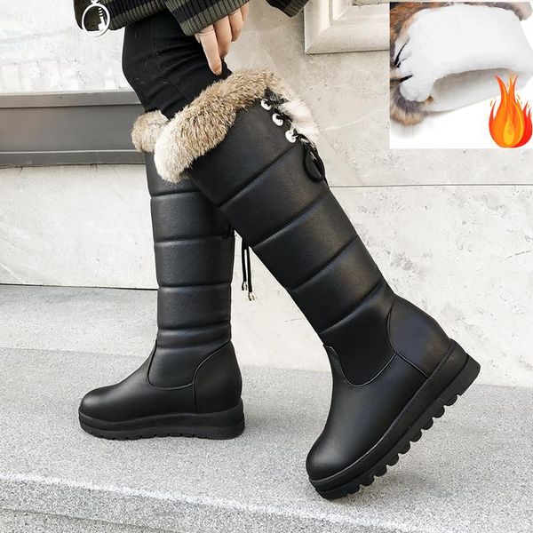 

boots 2021 winter keep warm knee high comfortable flat heel round toe platform black red white omen size 41 42 43
