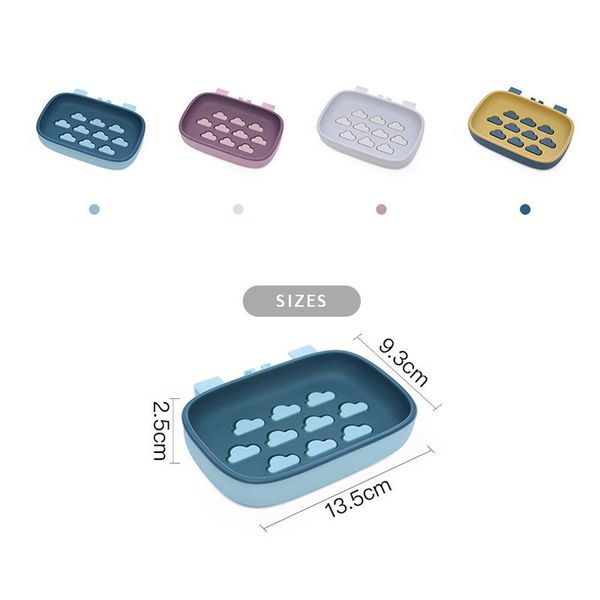 

self-adhesive double layer soap holder no drilling wall-mounted soap dish tray sponge clouds drain rack bathroom accessories q bbythf