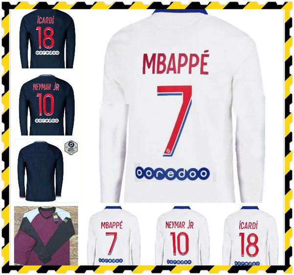 

2020 2021 парижские мужчины с длинным рукавом футбол джерси 20 21 # 7 mbappe sarabia parees unific mens # 9 cavani choupo moting футбольная, Black;yellow