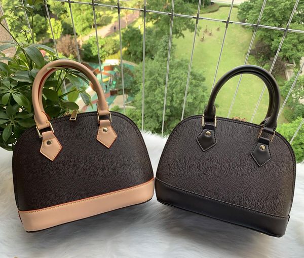 

alma bb pm shell bag women genuine leather handbags flower embossed shoulder bags with lock designer handbags crossbody bag 25cm
