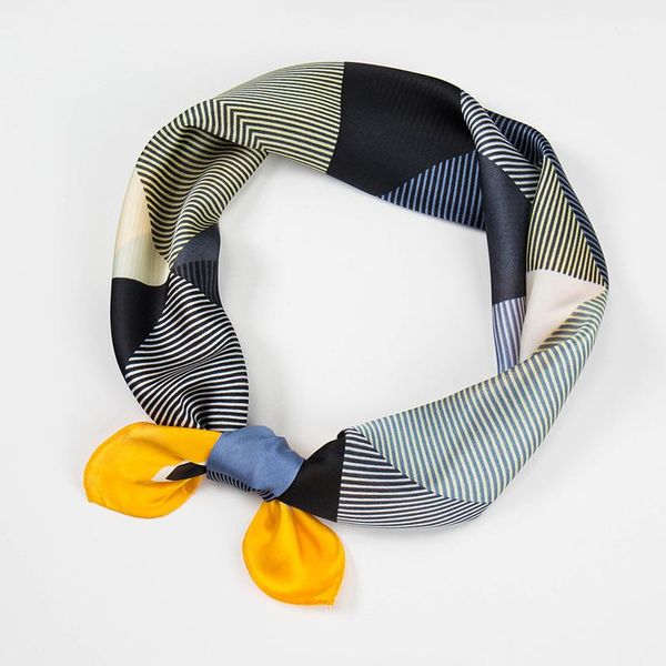 

Dolphin Women Small Square Scarf 70*70cm Chiffon Silk Scarf Geometry Print Soft Satin Hair Ties Bands Neckerchief Bandana, Blue;gray