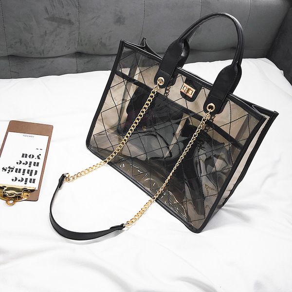 

hbp fashion new chain tote bucket bag 2021 fashion new quality pu leather women's designer handbag rivet shoulder messenger bag