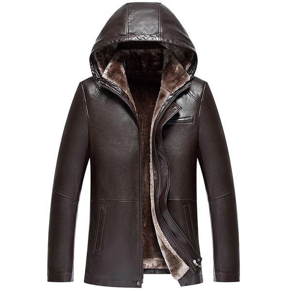 

middle-aged men's jacket sheep's leather jackets fur collars of men with long, thick winter coats 8ht2, Black
