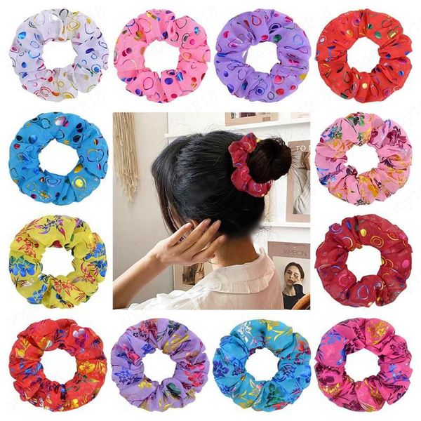

girl hairbands scrunchies ladies female kids solid hair flower elastic band hair tie ponytail holder headdress, Slivery;white