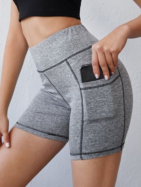 

contrast stitch biker shorts with phone pocket n4g7#, Black