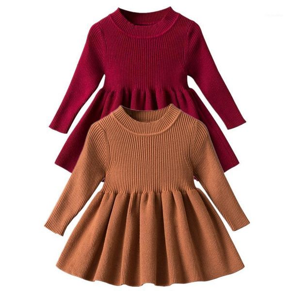 

girl's dresses toddler baby girls winter knitted dress autumn warm clothes for kids born 1 2 year old christmas costume birthday party, Red;yellow