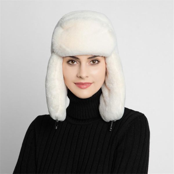 

beanie/skull caps russian style women thicker earflap heating keep warm ca p winter bomber ski cycling faux fur hat windproof thermal neck w, Blue;gray
