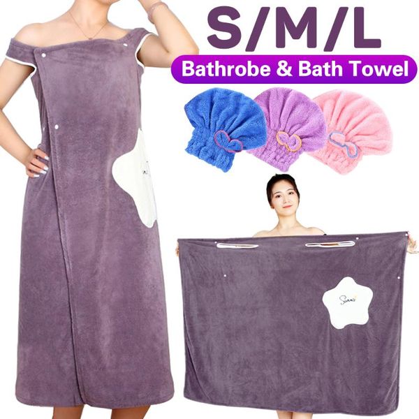 

wearable bath towel dress bath towel shower hair hat women soft absorbent for autumn l home bathroom bathrobe