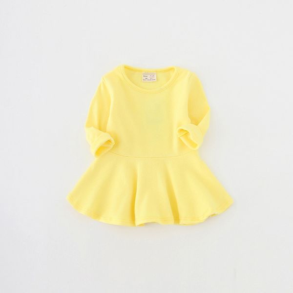

2020 children's clothing autumn and winter cotton girl dresses ruffled long-sleeved children's skirts 1-4 years old baby skirt who, Red;yellow