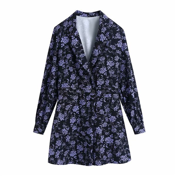 

new elegant women notched collar romper 2021 fashion ladies floral print mini rompers streetwear female chic button playsuits u2i4, Black;white