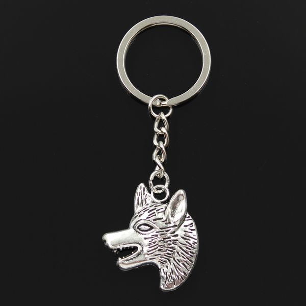 

fashion 30mm key ring metal key chain keychain jewelry antique silver color plated wolf dog wolfhound 35x30mm pendant
