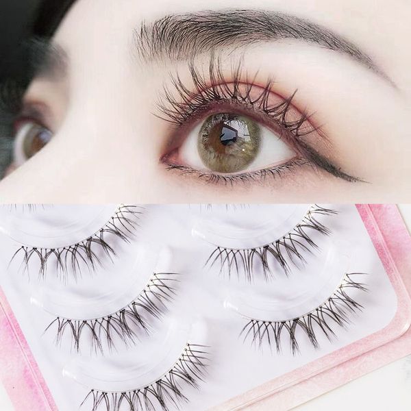 

new arrival l02 4 pair hand-sharpened false eyelashes transparent stems naturally slim models eyelashes wholesale manufacturers