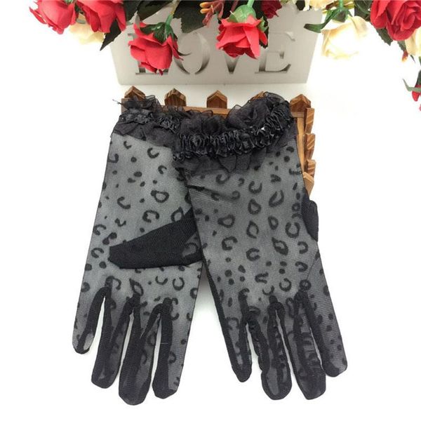 

2019 new women's leopard silk embroidered lace flower gloves charm female thin drive gloves for women lady bbyzqf alice_bag, Black;white