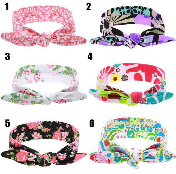 

knot new europe baby head bands bunny ear colorful flowers headband kids band floral headwear children hair accessory 6