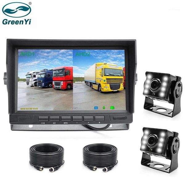 

greenyi car dvr 7 inch ips screen ahd 1024*600p recorder ahd monitor with 2 channels 8 led rear view reverse backup camera1