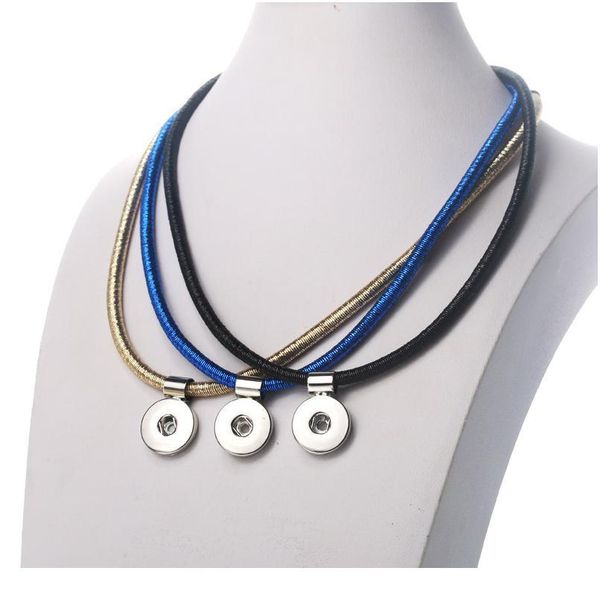 

new fashion charm rope chain necklace snap button pendant necklace fit 18mm buttons women jewelry wholesale bbykwz, Silver
