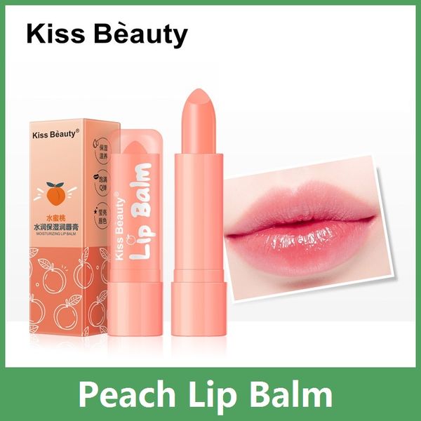 Kissbeauty Balsamo per labbra alla pesca Lucidalabbra naturale Lunga durata Idratante Nutriente Rossetto Cura delle labbra smaltate per labbra 3,5 g