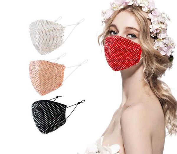 

designer masks diamond bling face masks sparkly blink jewel lace hollow mesh grid reusable washable face masks