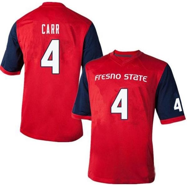 

3421 lady and youth derek carr fresno state bulldogs #4 real full embroidery jersey size s-4xl or custom any name or number jersey, Black
