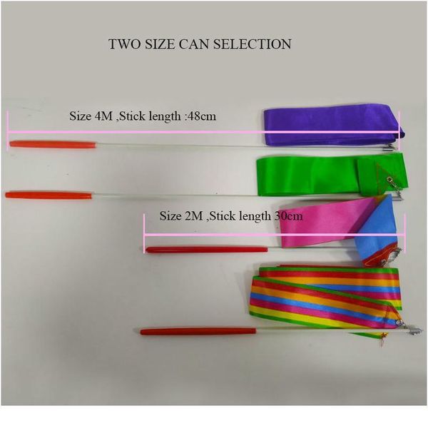 

2m 10colorful art gymnastic ballet streamer twirling rod stick gym ribbons dance ribbon rhythmic for gym training profes bbypns
