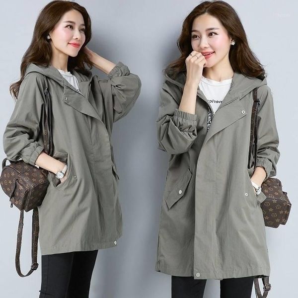 

long female trench coat spring and autumn 2020 new loose large size women's clothing fashion wild women's windbreaker1, Black;brown