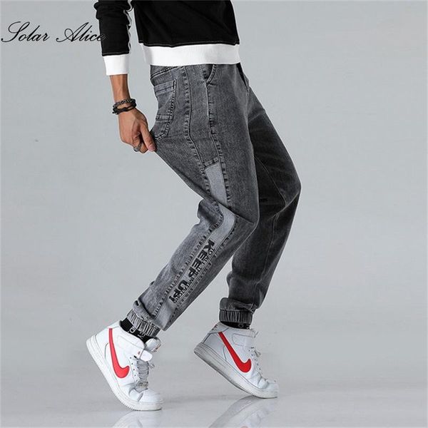 

2020 men's autumn and winter new straight jeans mid-rise plus size loose-fitting harem pants, Blue