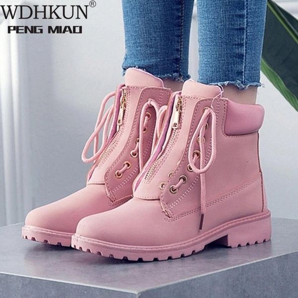 

2021 autumn winter women boots trend zipper deisgn pu leather shoes ladies ankle boots large-size 42 pink woman boot botas mujer #lz4l, Black
