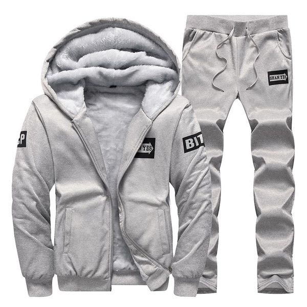 

мужской зимний костюм новые мужчины с капюшоном отдыха для отдыха, Gray