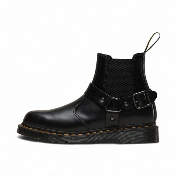

2020 new winter plush short boots british style versatile autumn shoes leather lace up boots martin boots for men and women m5al#, Black