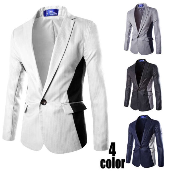 

casual suit business new men's blazer man's fashion slim top, White;black