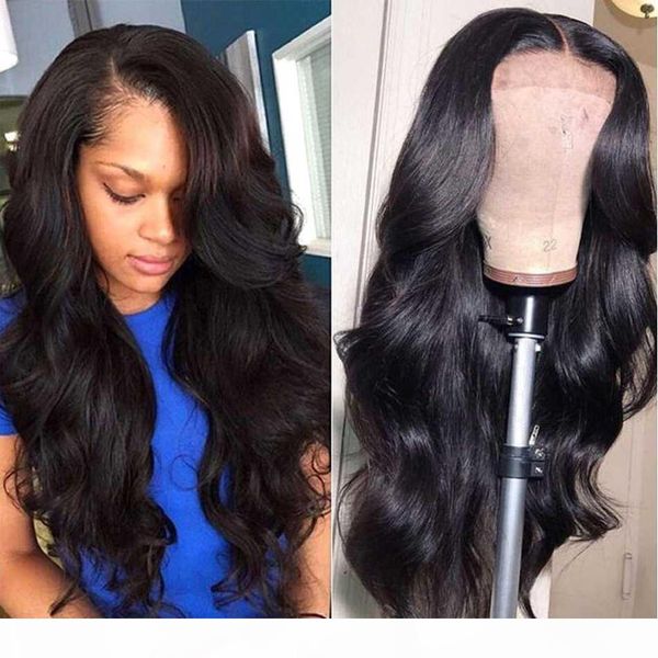 

lace frontal human hair 13*4 lace body wave wigs 150 density 34 inch pre plucked natural hairline closure for black women, Black;brown