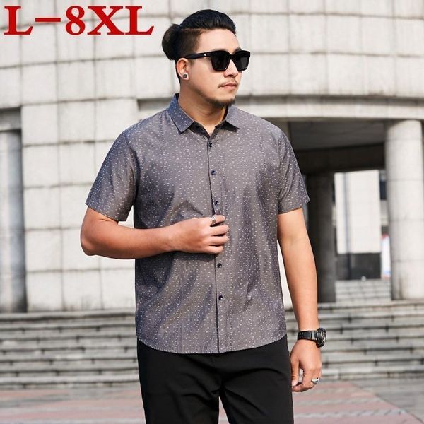 

summer 2020 8xl high 7xl quality new arrival fashion male young formal casual men's short sleeved shirt super plus size1, White;black