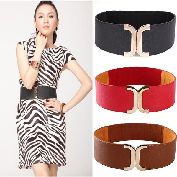 

retro wide belts for women belt loose wide corset belt gold metal rivet buckle for dress cummerbunds women waistband, Black;brown