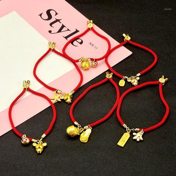 

lucky red thread bracelets for women men golden chinese zodiac lovely mouse pendant braided bracelet wish jewelry new year gift1, Black