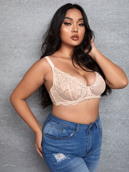 

plus lace underwire bra b8bf#, Black;white