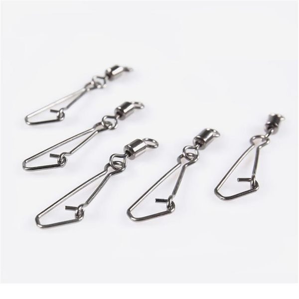 

50pcs stainless steel copper fishing swivels bearing interlock rolling swivel hooked snap fishing hook connector tool sqcvdd