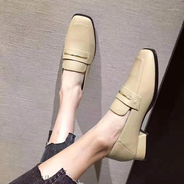 

women's single shoes 2020 spring and autumn new fashion square head set foot thick with students casual pu metal decorative low1, Black