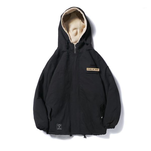 

thicken mens winter fashion hooded padded streetwear parkas vintage warm casual anorak jacker big size elegant coats slim kk60mf1, Black